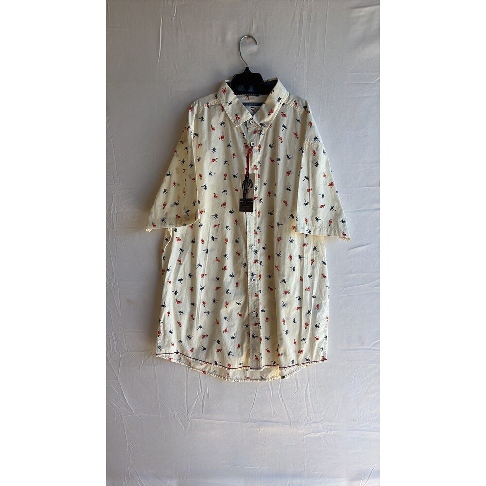 International Report Premium Cotton Hula Girl & Palm Tree Print Shirt